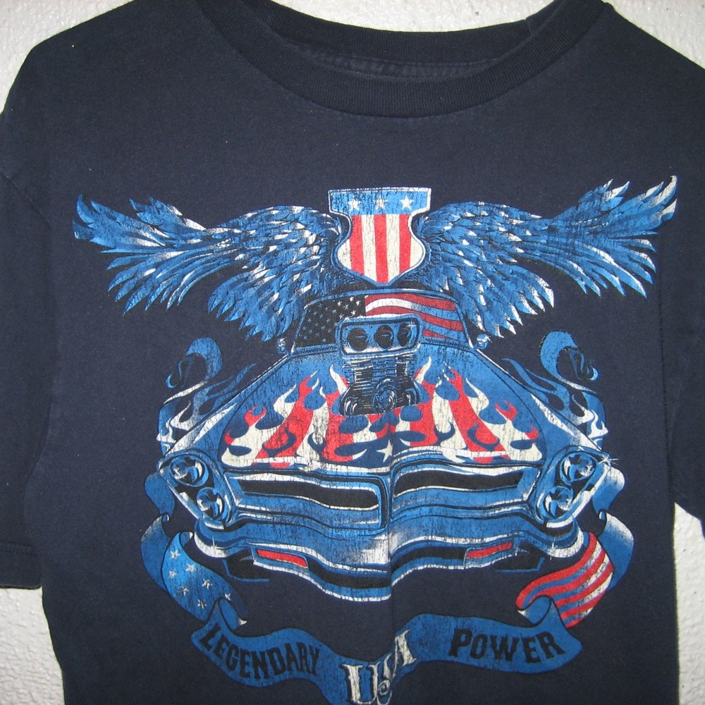 FADED GLORY  Blue Automotive Graphic Car Tee, M